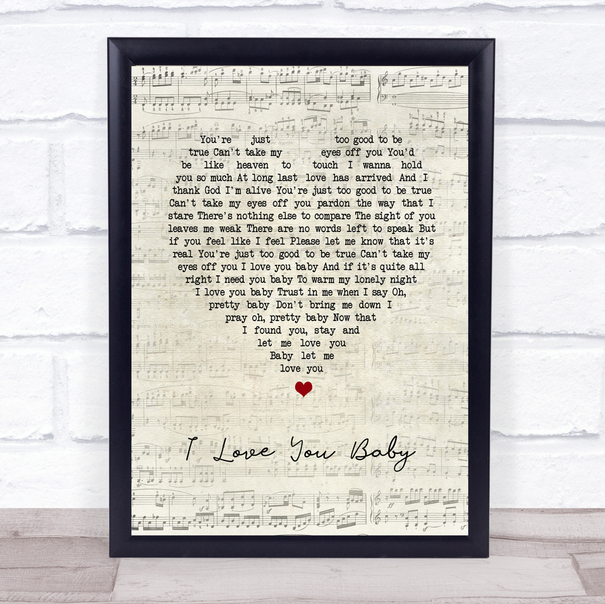 Frank Sinatra I Love You Baby Script Heart Song Lyric Print Party Animal Print