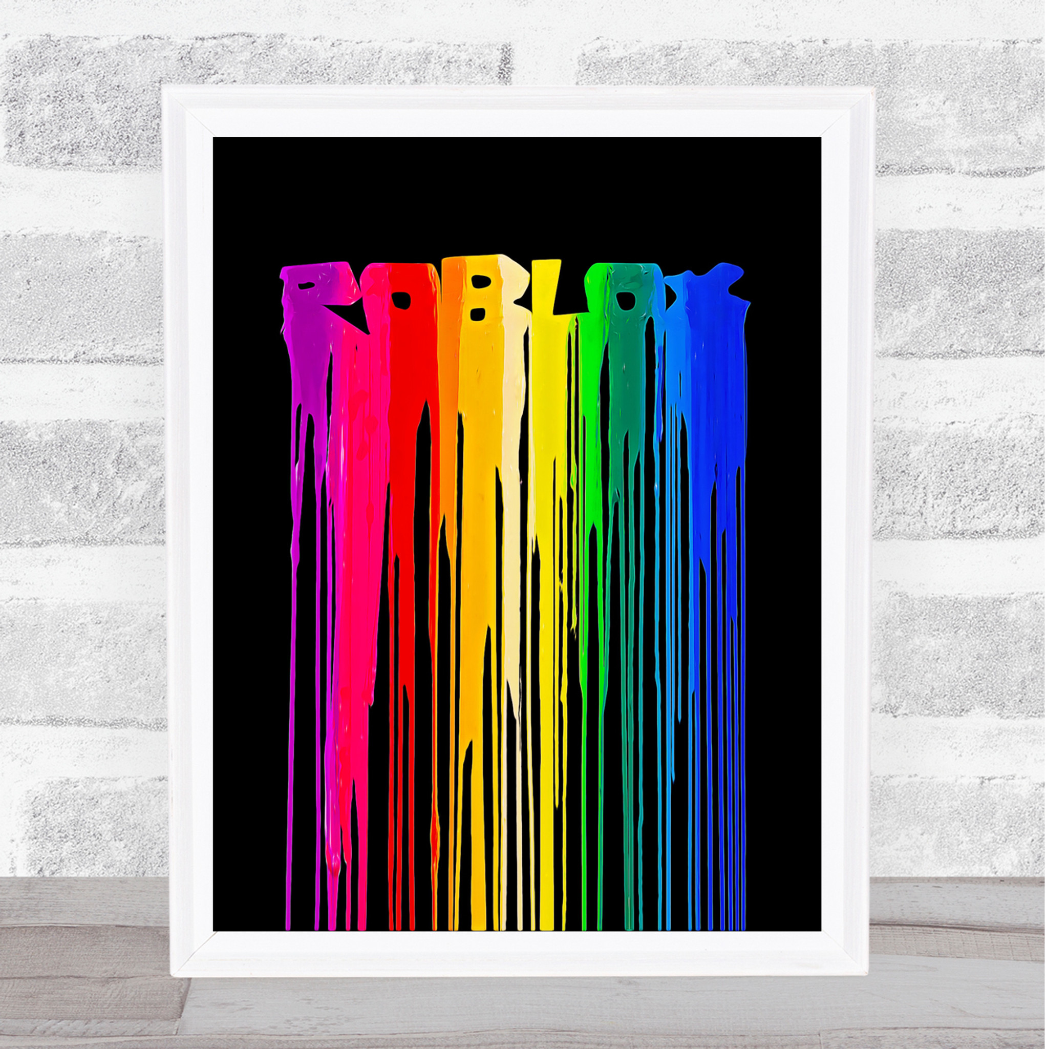 Roblox Rainbow Paint Style Drip Children S Kids Wall Art Print Party Animal Print - roblox framed music