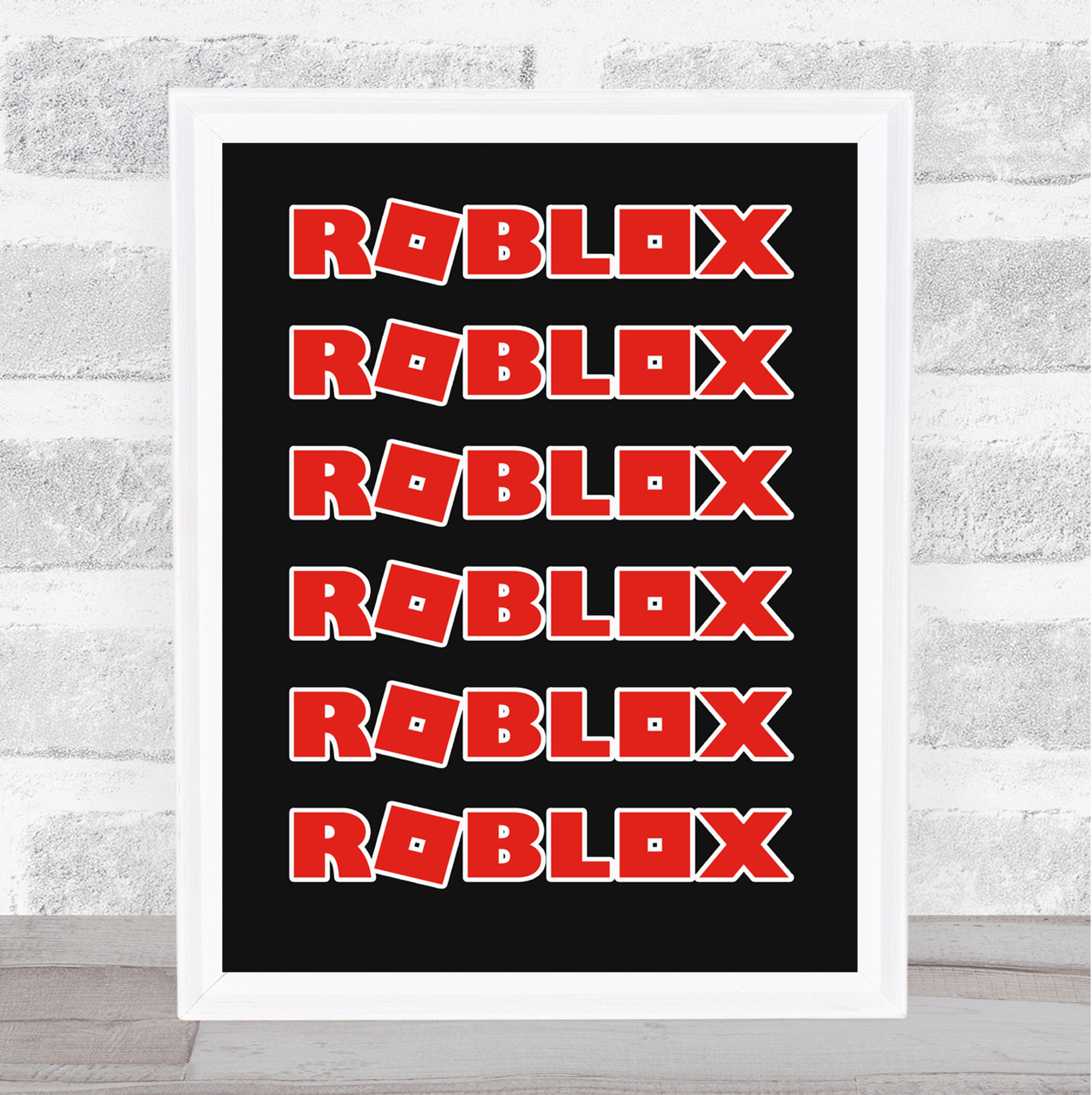 Roblox Red Logo Repeat Children S Kids Wall Art Print Party Animal Print - roblox red logo