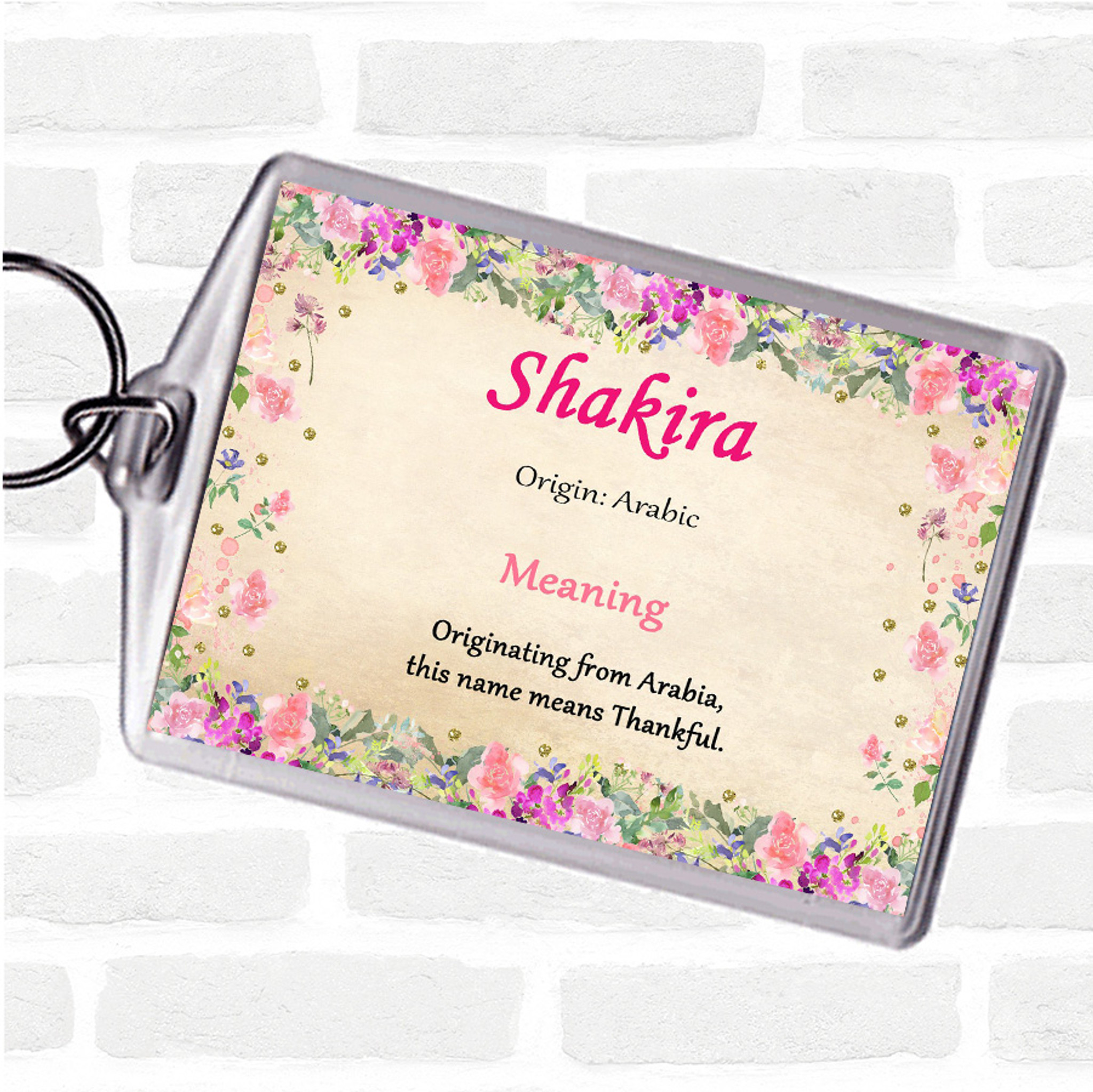 Shakira Name Meaning Keyring Floral Party Animal Print