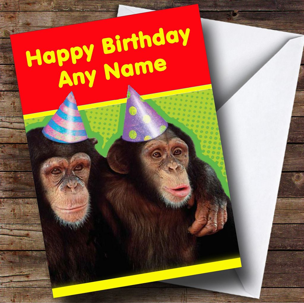 Birthday Monkeys Customised Birthday Card - Party Animal Print