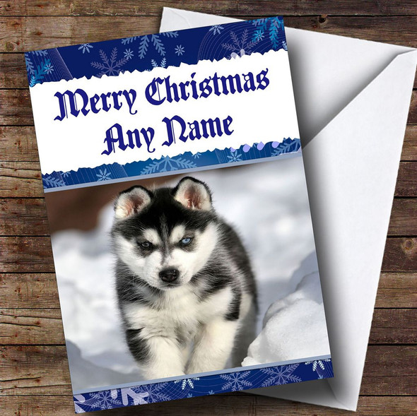 Siberian Husky Customised Christmas Card