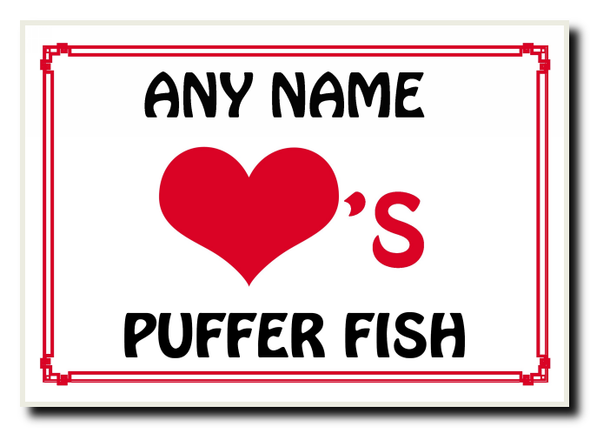 Love Heart Puffer Fish Jumbo Magnet