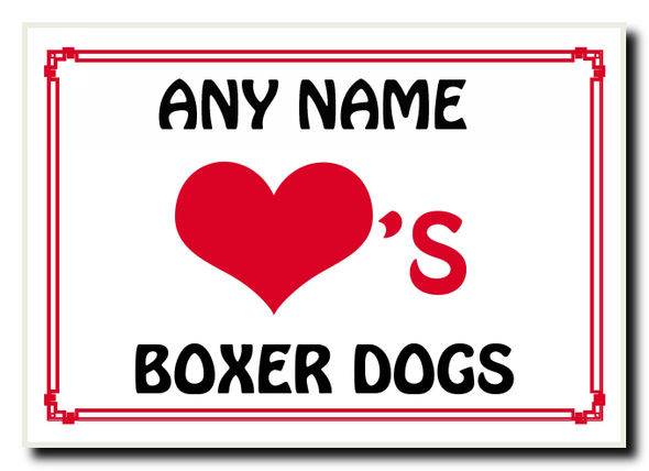Love Heart Boxer Dogs Jumbo Magnet