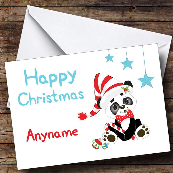 Cute Panda Customised Christmas Card