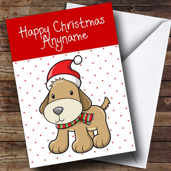 Spotty Dog In Hat Children's Customised Christmas Card