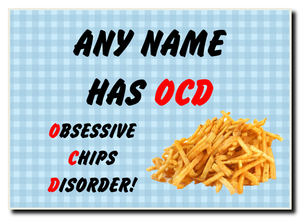 Funny Obsessive Disorder Chips Blue Jumbo Magnet