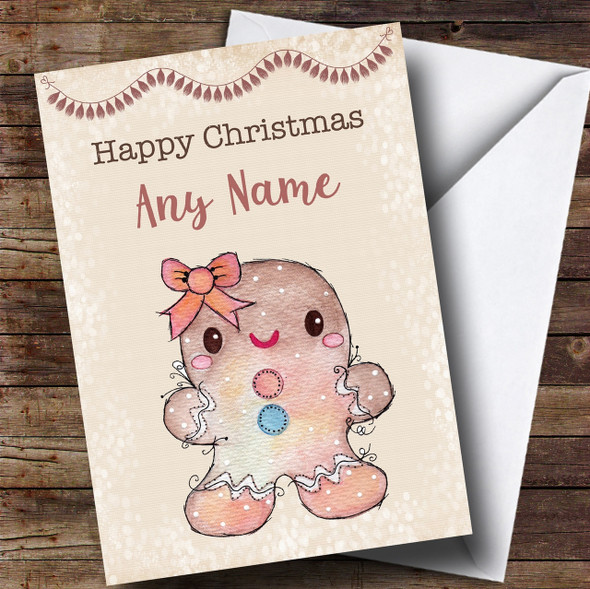 Cute & Sweet Gingerbread Customised Children's Christmas Card