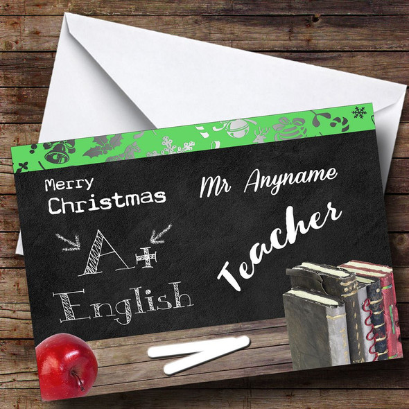 English Teacher Customised Christmas Card
