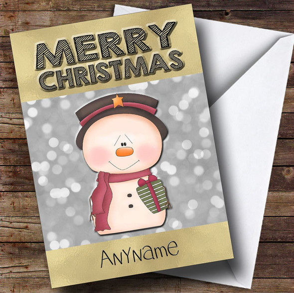 Silver Snowman Customised Christmas Card