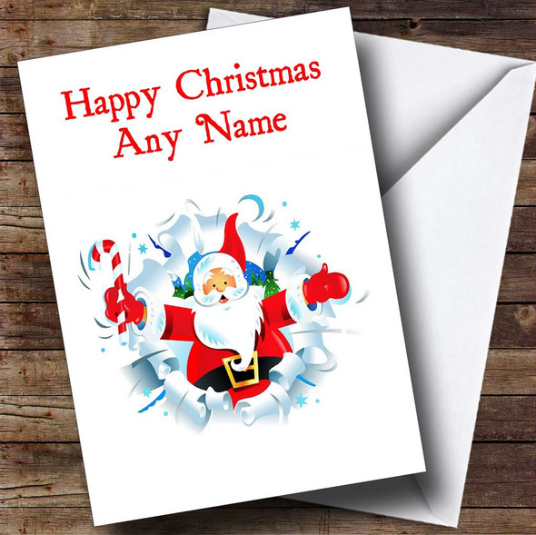 White Santa Christmas Card Customised