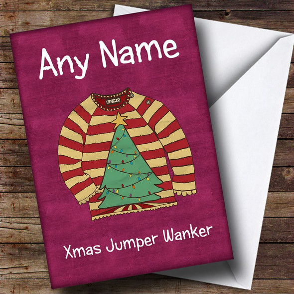 Funny Xmas Jumper Purple Customised Christmas Card
