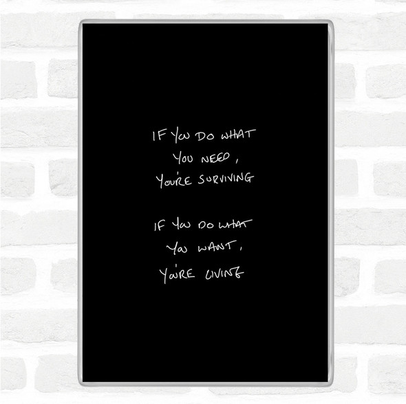 Black White Surviving Quote Magnet