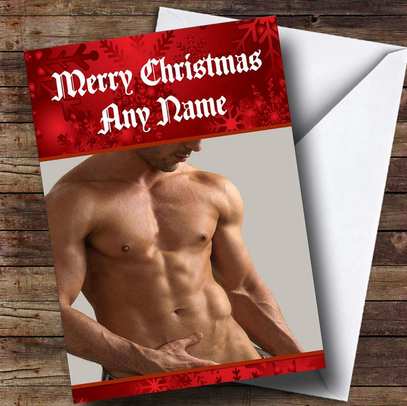 Sexy Mans Body Funny Customised Christmas Card