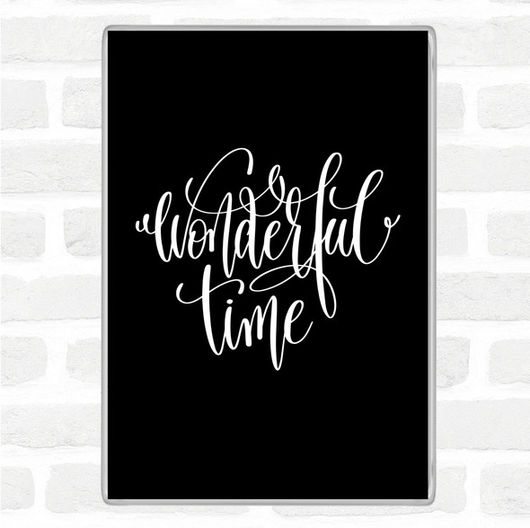 Black White Christmas Wonderful Time Quote Magnet