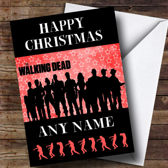 Red & Black The Walking Dead Zombie Customised Christmas Card