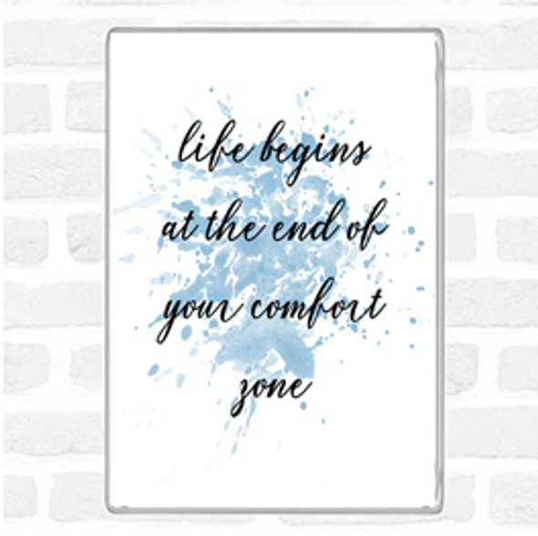 Blue White Life Begins Inspirational Quote Magnet