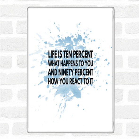 Blue White Life Is Ten Percent What Happens And Ninety Percent How You React Quote Magnet