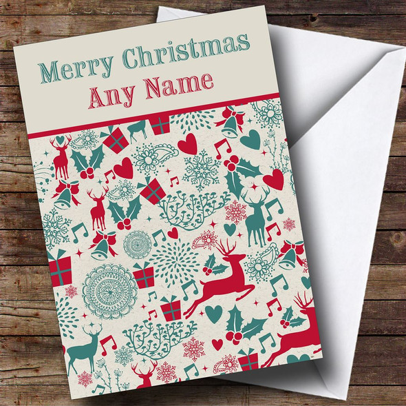 Reindeers & Holly Customised Christmas Card