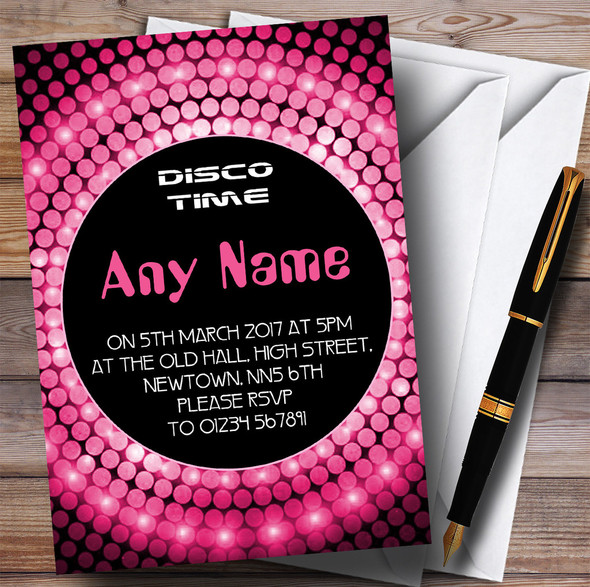 Pink Disco Ball Children's Birthday Party Invitations