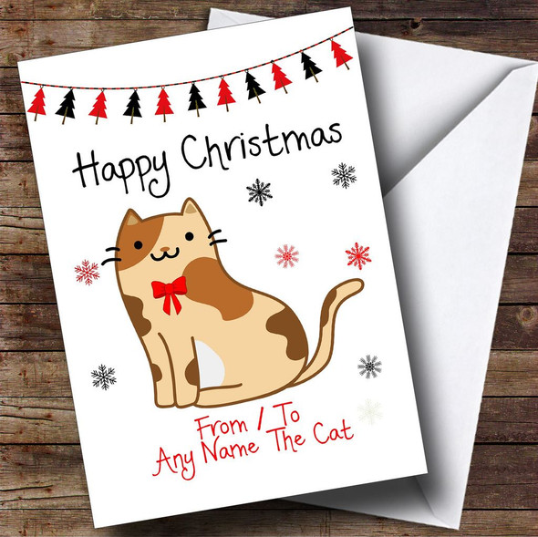 Tortoiseshell From Or To The Cat Pet Customised Christmas Card