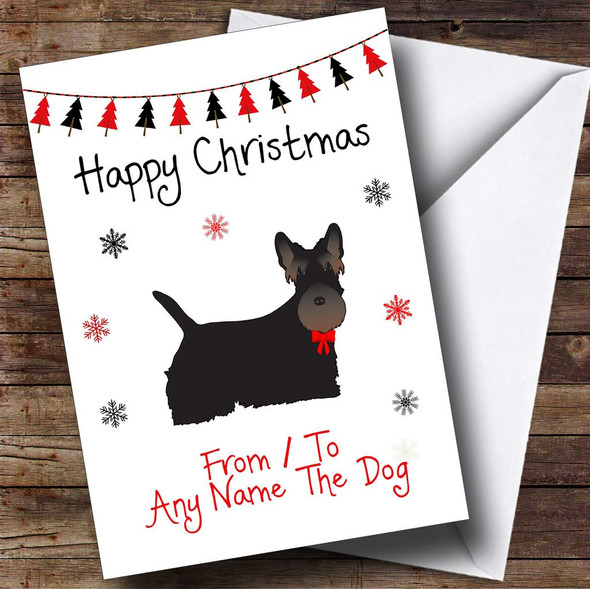 Scottish Terrier From Or To The Dog Pet Customised Christmas Card