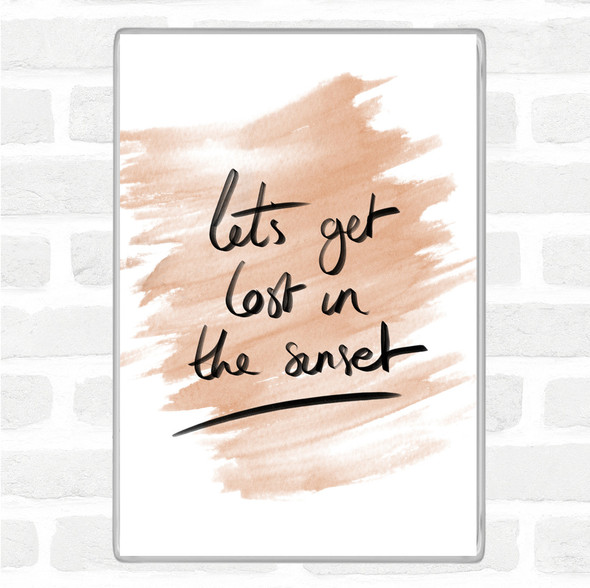 Watercolour Lets Get Lost Sunset Quote Magnet