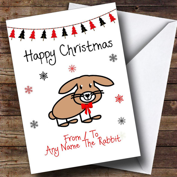 From Or To The Rabbit Pet Customised Christmas Card