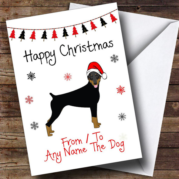 Doberman From Or To The Dog Pet Customised Christmas Card