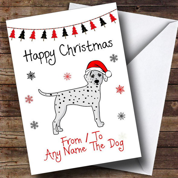 Dalmatian From Or To The Dog Pet Customised Christmas Card