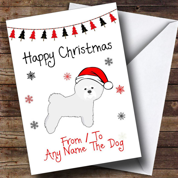 Bichon Frise From Or To The Dog Pet Customised Christmas Card