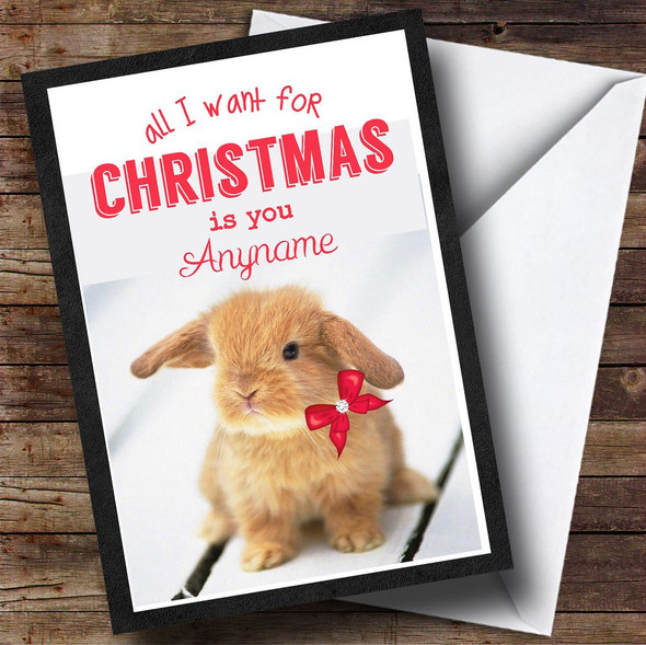 All I Want Is You Rabbit Customised Christmas Card