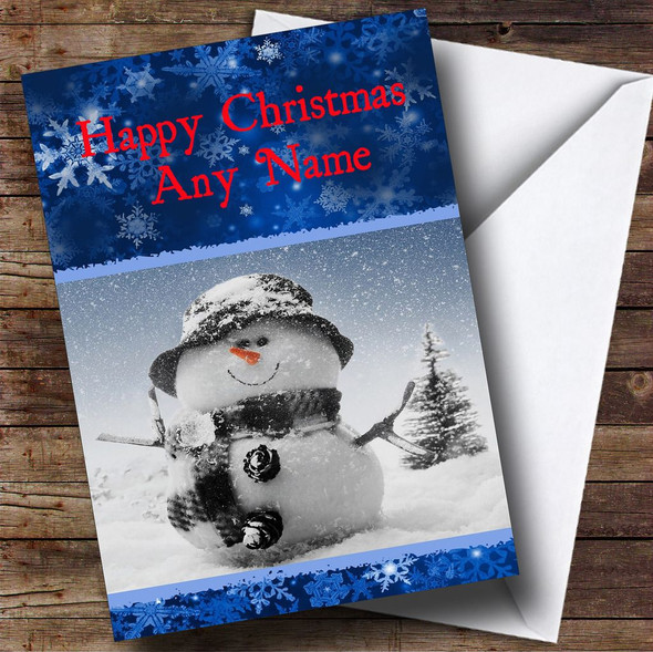 Snowflake Snowman Christmas Card Customised