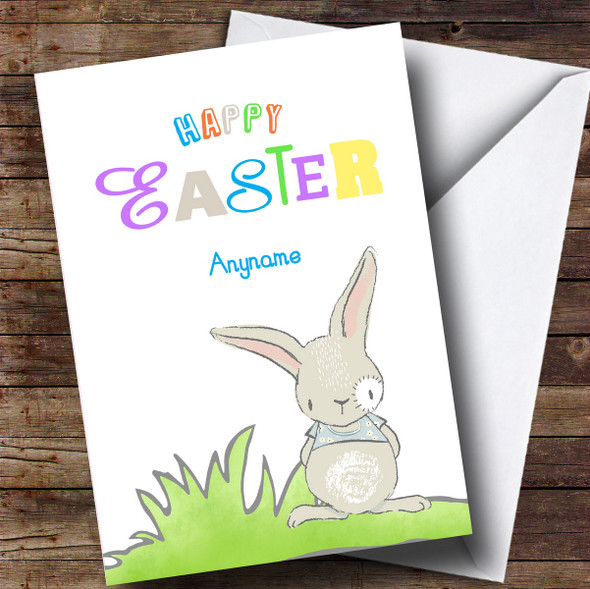 Customised Colourful Bunny Easter Card