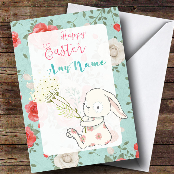 Customised Green Floral Easter Card