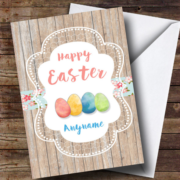 Customised Wood Eggs Easter Card