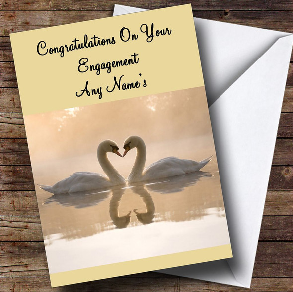 Romantic Swans Customised Engagement Card