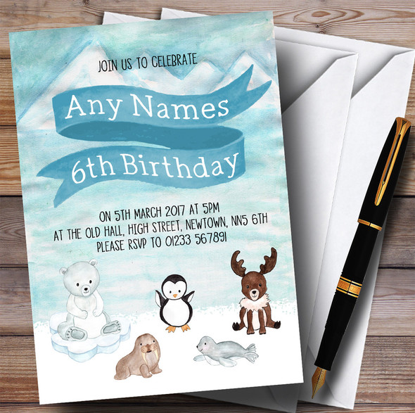 Polar Ice Animals Children's Birthday Party Invitations
