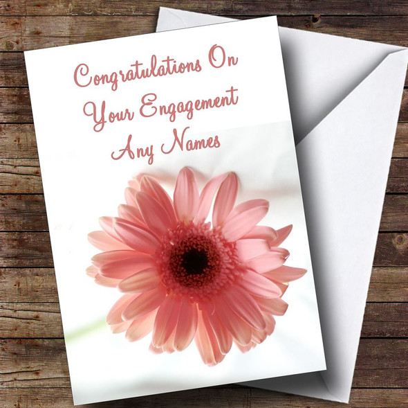 Stunning Pink Flower Romantic Customised Engagement Card