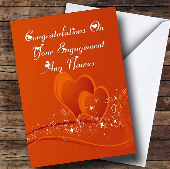 Orange Love Heart Romantic Customised Engagement Card