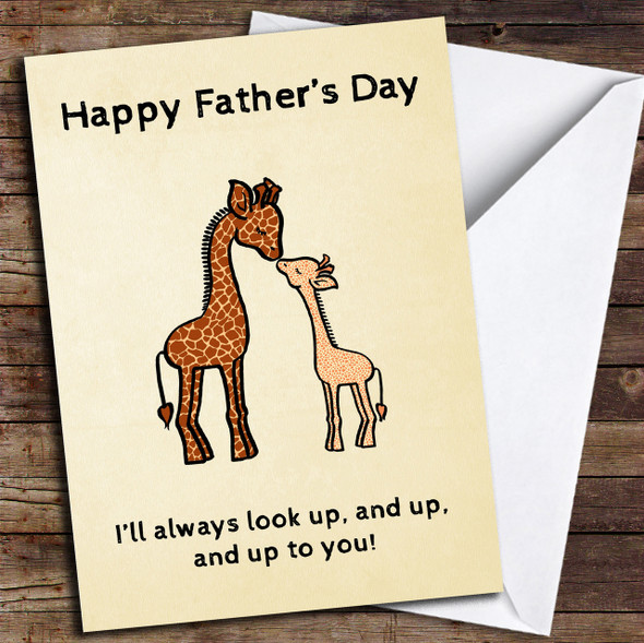 Cute Funny Giraffe Look Up Customised Father's Day Card