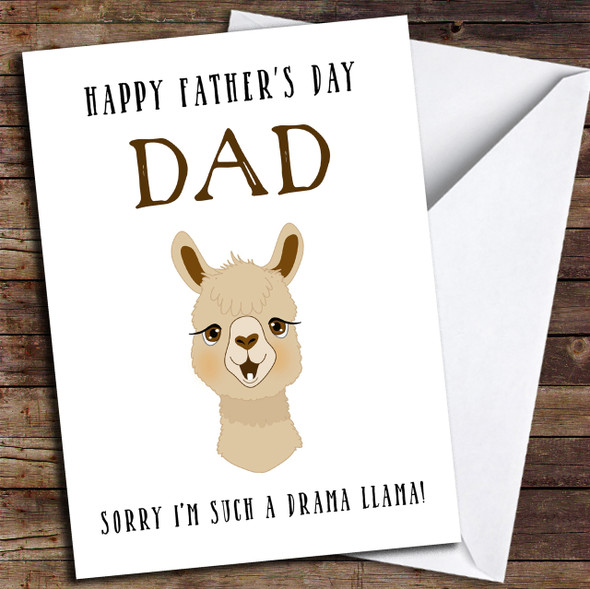 Funny Joke Drama Llama Customised Father's Day Card