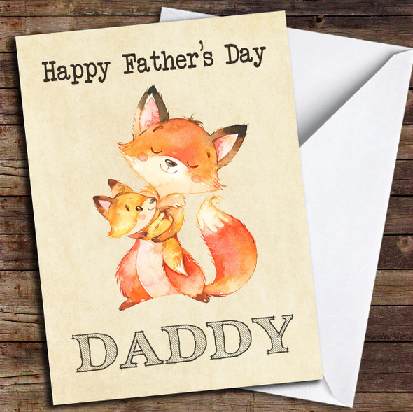 Watercolour Fox Customised Father's Day Card