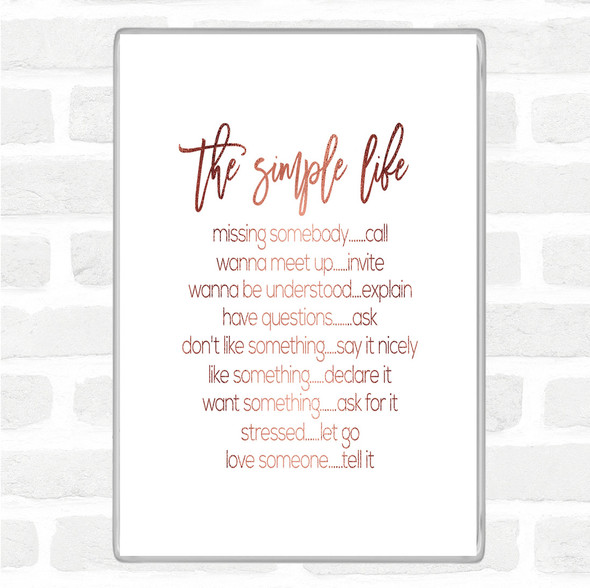 Rose Gold Simple Life Quote Magnet