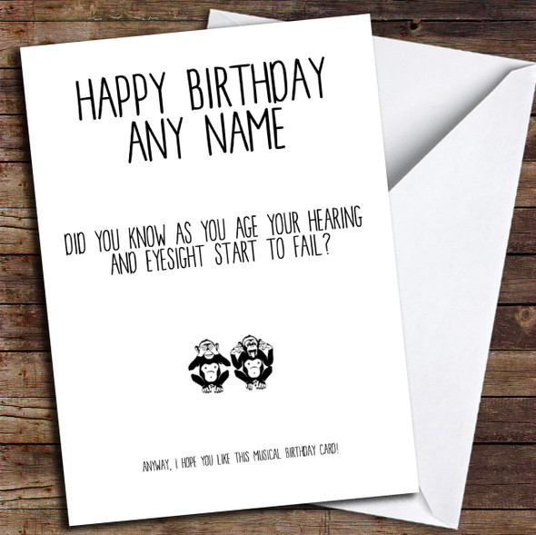 Funny Old Age Eyesight Hearing Joke Customised Birthday Card