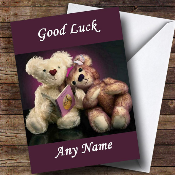 Purple Teddy Bears Customised Good Luck Card