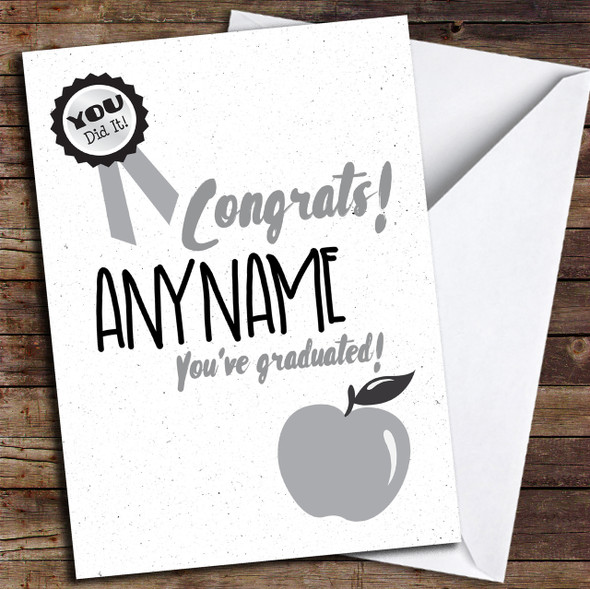 Black & Grey Apple You've Graduated! Customised Graduation Card