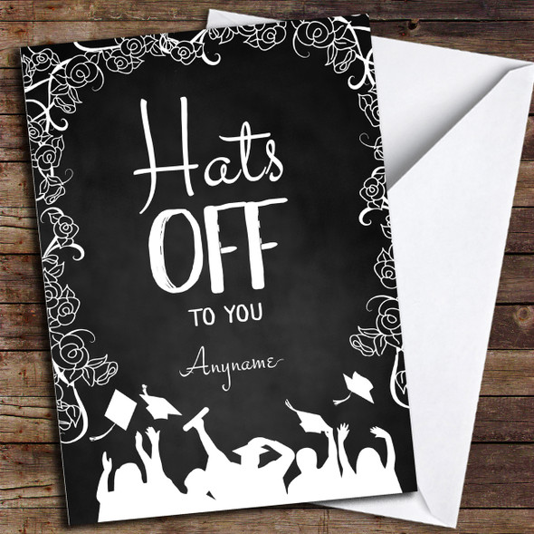 Classic Chalk Hats Off Customised Graduation Card