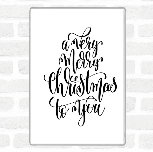White Black Christmas A Very Merry Xmas Quote Magnet