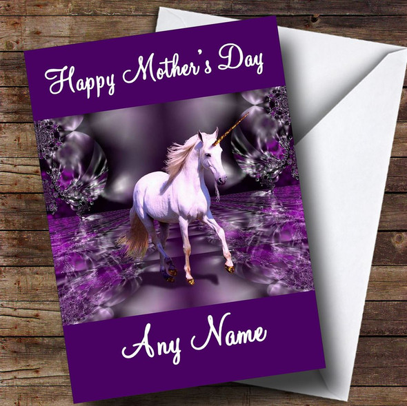 Purple Unicorn Customised Mother's Day Card